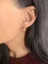 Load image into Gallery viewer, Moon Crescent Tack-In Diamond Earrings in 14K Yellow Gold Vermeil on Sterling Silver