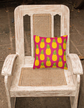 Load image into Gallery viewer, 14 in x 14 in Outdoor Throw PillowPineapples on Pink Fabric Decorative Pillow