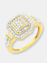 Load image into Gallery viewer, 10K Yellow Gold Flash Plated .925 Sterling Silver 3/4 Cttw Diamond Cluster Ring (I-J Color, I1-I2 Clarity)