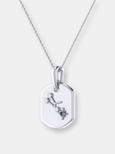 Load image into Gallery viewer, Taurus Bull Emerald &amp; Diamond Constellation Tag Pendant Necklace in Sterling Silver