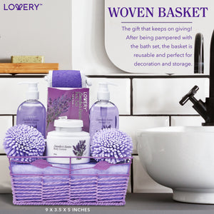 Lovery Home Spa Gift Baskets -  Lavender & Jasmine Home Spa - 8pc Set