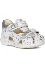Load image into Gallery viewer, Geox Girls Kaytan Leather Sneakers (White/Silver)