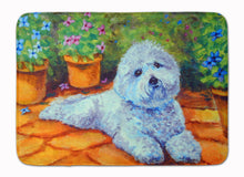 Load image into Gallery viewer, 19 in x 27 in Bichon Frise on the patio Machine Washable Memory Foam Mat