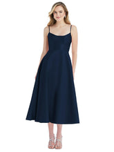 Load image into Gallery viewer, Spaghetti Strap Full Skirt Satin Midi Dress - D799