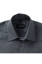 Load image into Gallery viewer, Russell Collection Mens Easy Care Tailored Poplin Shirt (Convoy Gray)
