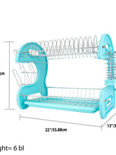 Load image into Gallery viewer, 2 Tier Plastic Dish Drainer, Turquoise
