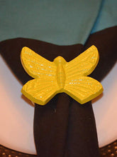 Load image into Gallery viewer, Vibhsa Butterfly Yellow Napkin Rings Set Of 4