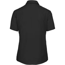 Load image into Gallery viewer, Russell Collection Womens/Ladies Short Sleeve Pure Cotton Easy Care Poplin Shirt (Black)