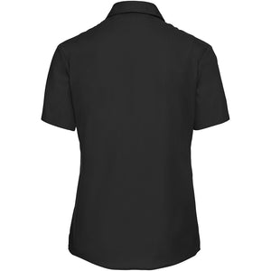 Russell Collection Womens/Ladies Short Sleeve Pure Cotton Easy Care Poplin Shirt (Black)