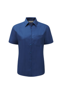 Russell Collection Ladies/Womens Short Sleeve Poly-Cotton Easy Care Poplin Shirt (Bright Royal)
