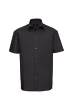 Load image into Gallery viewer, Russell Collection Mens Short Sleeve Pure Cotton Easy Care Poplin Shirt (Black)