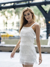 Load image into Gallery viewer, 51025 - Short Beaded Fringe White Dress