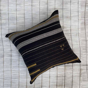 Bangle - 22" Black Woven Artisan Loomed Square Throw Pillow