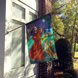 28 x 40 in. Polyester Fairy Moon Dance with Corgi Flag Canvas House Size 2-Sided Heavyweight