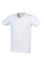 Load image into Gallery viewer, Skinni Fit Men Mens Feel Good Stretch V-neck Short Sleeve T-Shirt (White)