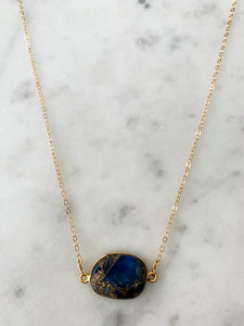 Mrs. Parker Simple Chain Gold Necklace in Blue Mojave Copper Turquoise