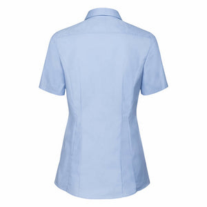 Russell Lady Short Sleeve Stretch Moisture Management Work Shirt (Bright Sky)