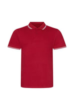 Load image into Gallery viewer, Mens Stretch Tipped Polo Shirt - Red/ White