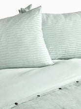 Load image into Gallery viewer, Chelsa Pintucked Jacquard Misty Blue Cotton Duvet Cover Set of 5