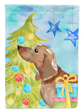 Load image into Gallery viewer, 11 x 15 1/2 in. Polyester Red Tan Dachshund Christmas Garden Flag 2-Sided 2-Ply