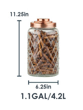 Load image into Gallery viewer, Large 5.2 Lt Textured Glass Jar with Gleaming Air-Tight Copper Top