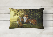 Load image into Gallery viewer, 12 in x 16 in  Outdoor Throw Pillow Foxes Resitng under the Tree Canvas Fabric Decorative Pillow