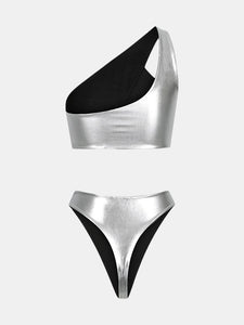 Shark Bay Bikini In Liquid Silver Reversible