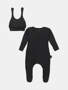 Black Zip Bodysuit Set