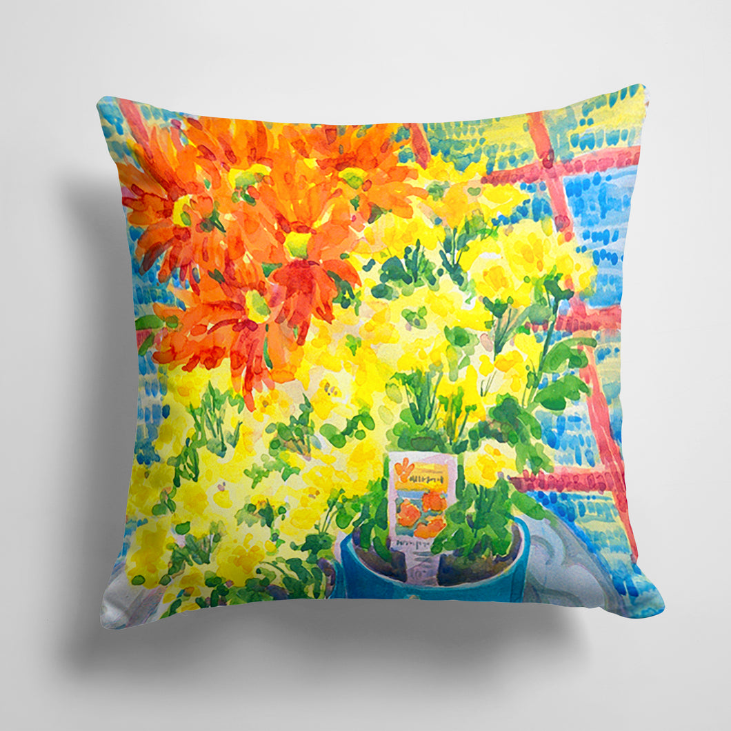 14 in x 14 in Outdoor Throw PillowFlower - Mums Fabric Decorative Pillow