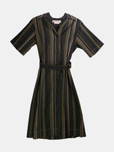 Load image into Gallery viewer, Marni Women&#39;s Dark Olive Striped Poplin Dress - 6 US / 42 EU