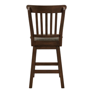 Cicero 42 in. Dark Brown Full Back Wood Frame Swivel Dining Bar Stool With Fabric Seat (Set of 2)