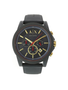 Mens Outerbanks AX1335 Chronograph Black Silicone Quartz Sport Watch