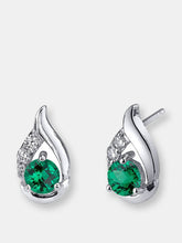 Load image into Gallery viewer, Emerald Earrings Sterling Silver Round Shape 1 Carats