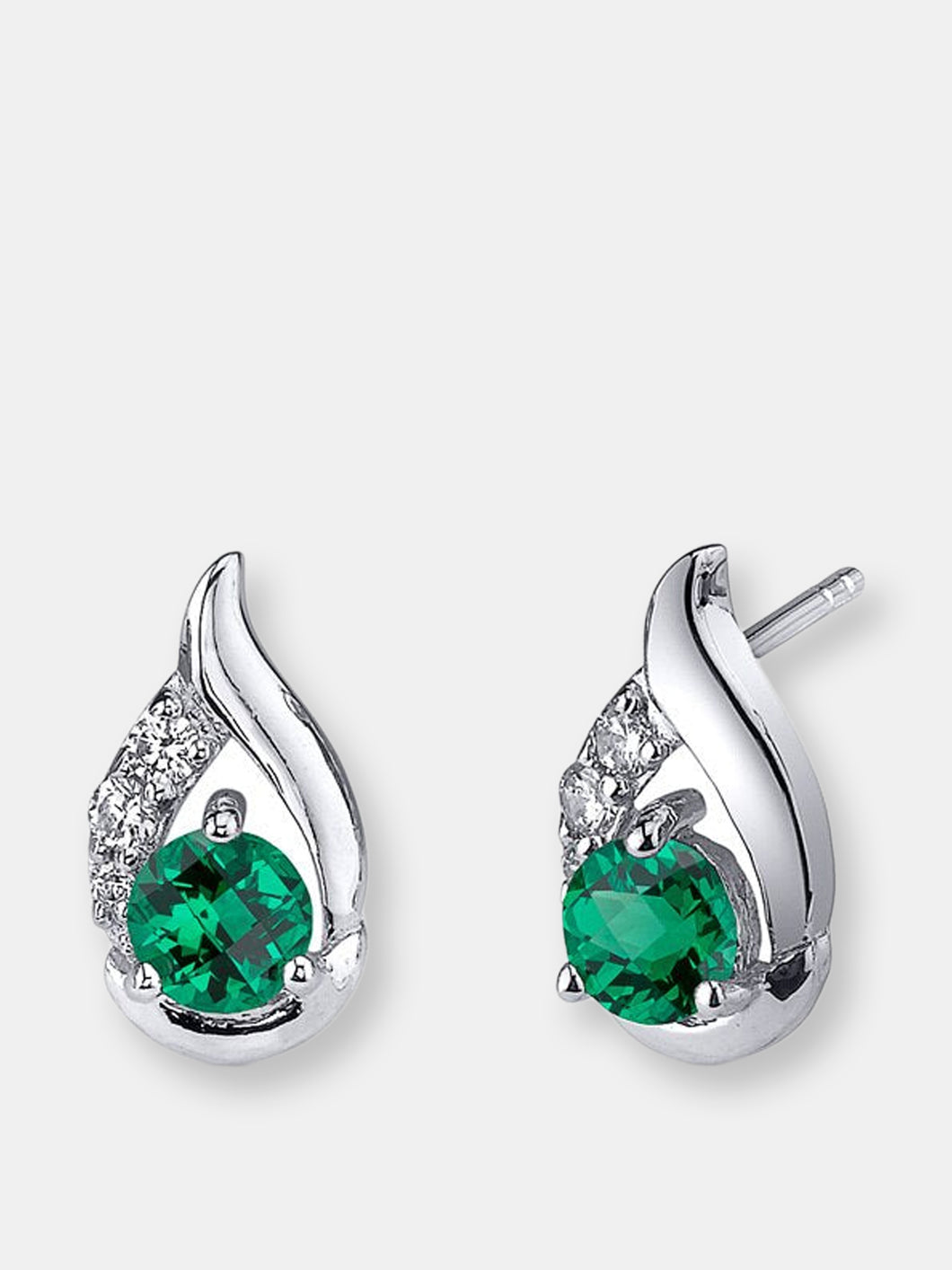 Emerald Earrings Sterling Silver Round Shape 1 Carats
