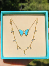 Load image into Gallery viewer, Turquoise Butterfly Necklace With Bezel