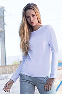 Skinni Fit Womens/Ladies Feel Good Stretch Long Sleeve T-Shirt (White)