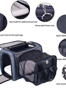 21" Expandable Pet Carrier Bag With Wool Rug