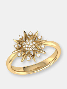 Supernova Star Diamond Ring in 14K Yellow Gold Vermeil on Sterling Silver