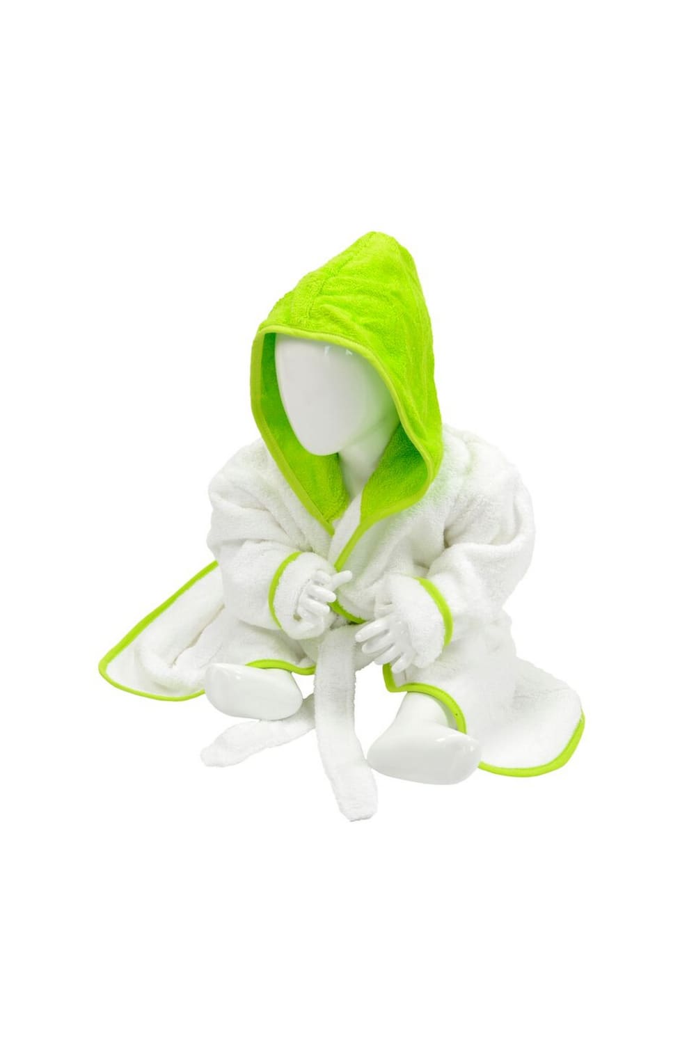 A&R Towels Baby/Toddler Babiezz Hooded Bathrobe (White/Lime Green) (3/12 Months)