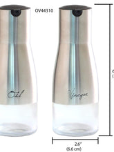 Load image into Gallery viewer, 8.5 oz. Oil and Vinegar Set with See-Through Glass Base, Silver