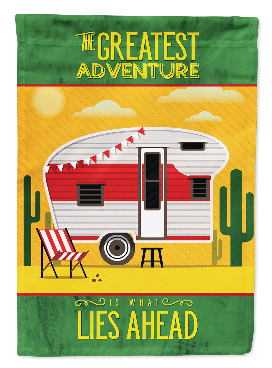 Greatest Adventure Retro Camper Desert Garden Flag 2-Sided 2-Ply