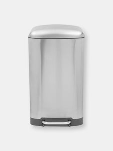 Michael Graves Design Soft Close 30 Liter Step On Stainless Steel Waste Bin, Silver