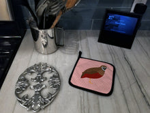 Load image into Gallery viewer, Chinese Painted or King Quail Pink Check Pair of Pot Holders