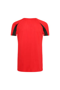 Just Cool Kids Big Boys Contrast Plain Sports T-Shirt (Fire Red/Jet Black)