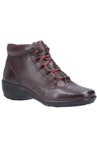 Womens/Ladies Merle Lace Up Leather Ankle Boot - Burgundy