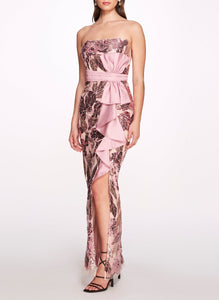Sequined Gown With Front Side Slit