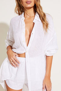 Playa Linen Oversized Shirt - EcoLinen Gauze White