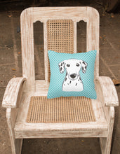 Load image into Gallery viewer, 14 in x 14 in Outdoor Throw PillowCheckerboard Blue Dalmatian Fabric Decorative Pillow