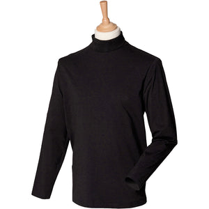 Henbury Mens Long Sleeve Cotton Rich Roll Neck Top / Sweatshirt (Black)