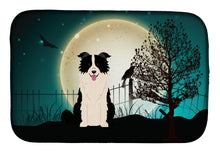 Load image into Gallery viewer, 14 in x 21 in Halloween Scary Border Collie Black White Dish Drying Mat